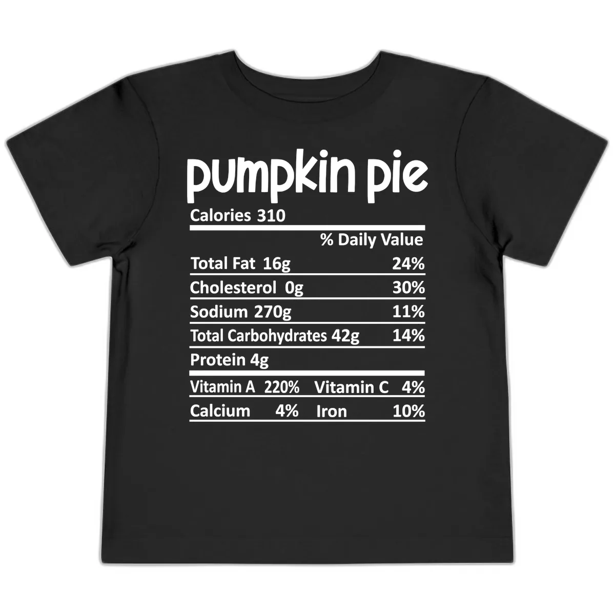Pumpkin Pie Nutrition Facts Toddler T-Shirt in Black