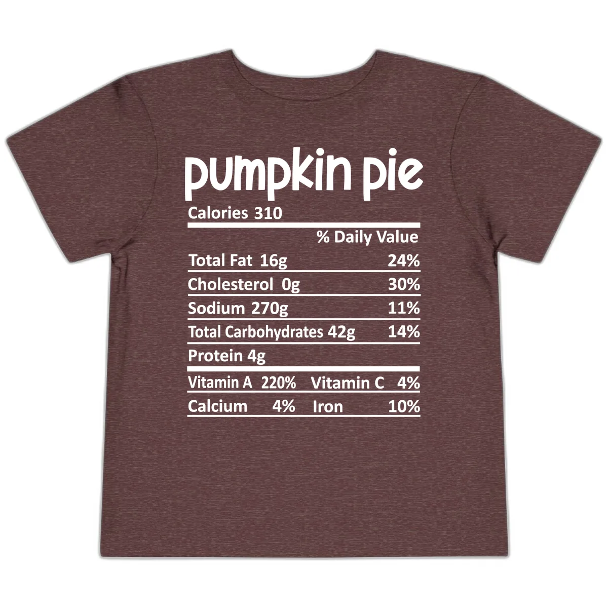 Pumpkin Pie Nutrition Facts Toddler T-Shirt in Heather Maroon