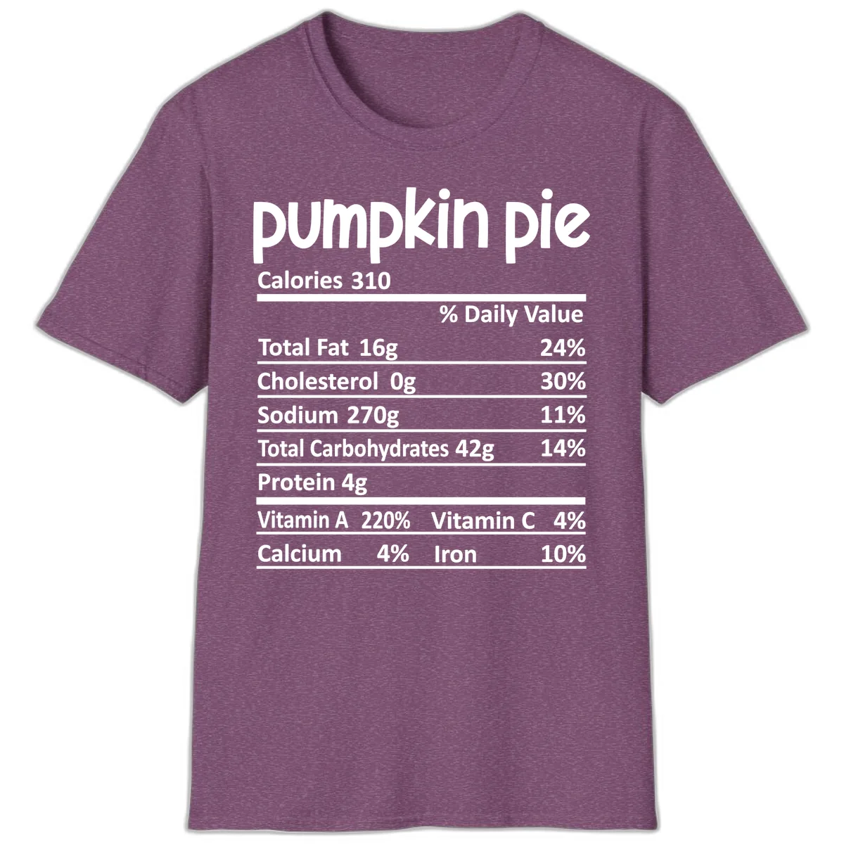 Pumpkin Pie Nutrition Facts T-Shirt in Heather Maroon