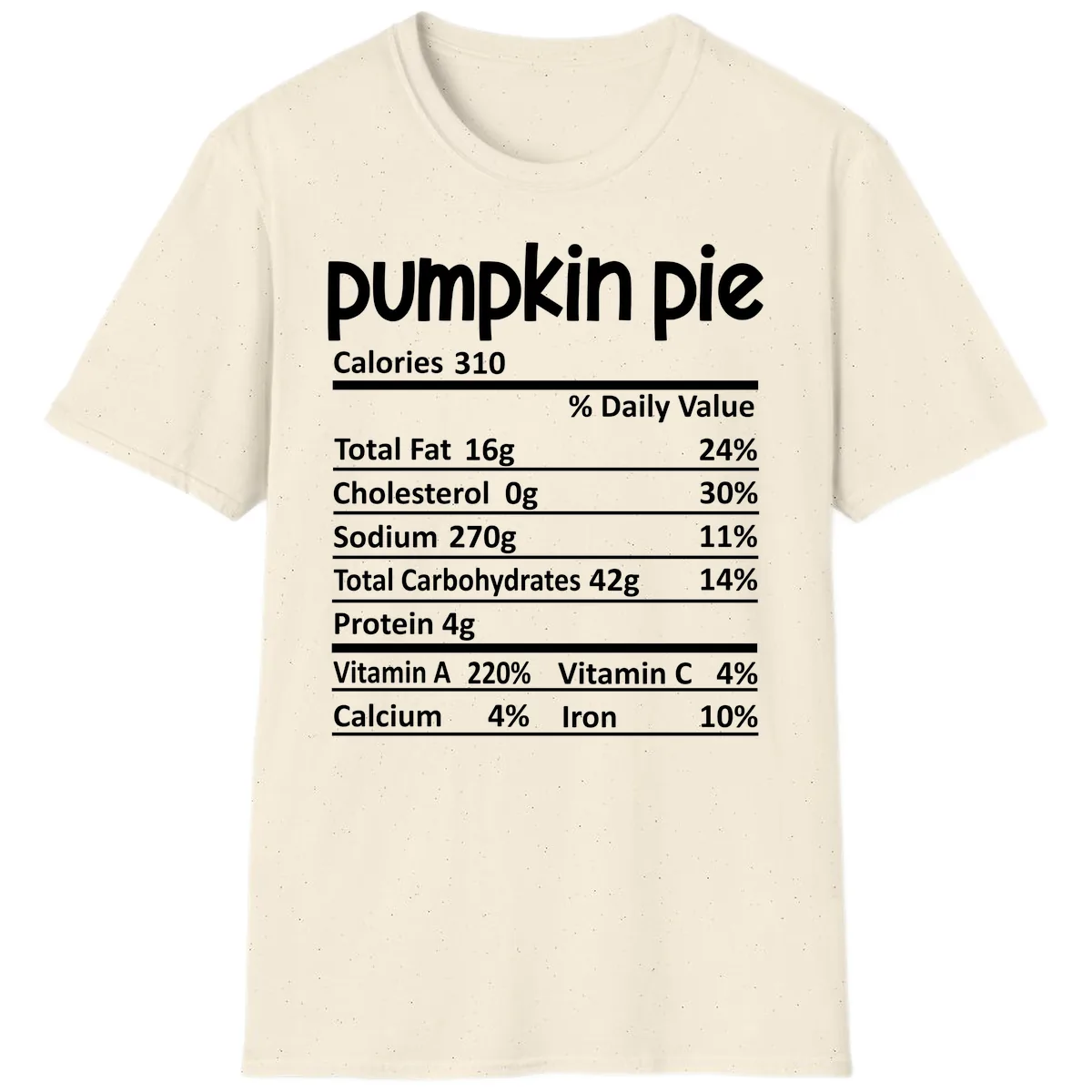 Pumpkin Pie Nutrition Facts T-Shirt in Natural
