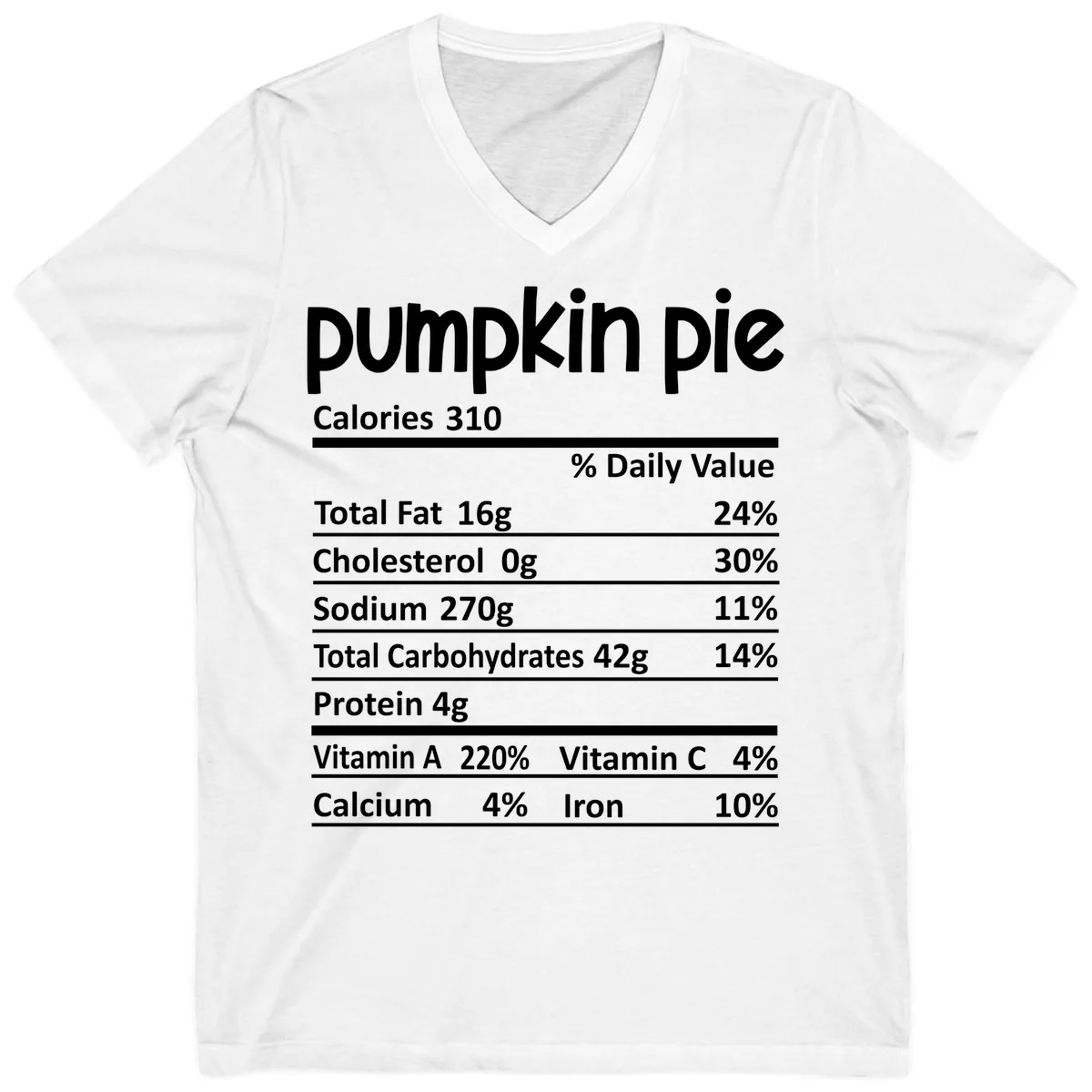 Pumpkin Pie Nutrition Facts V-Neck in White