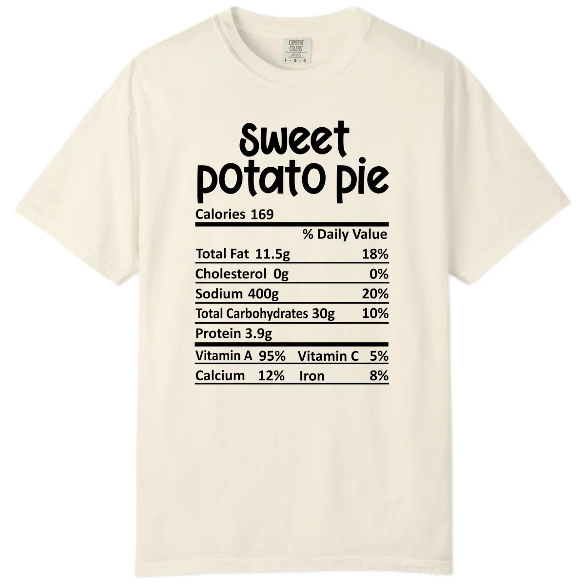 Sweet Potato Pie Nutrition Label Comfort Color in Ivory