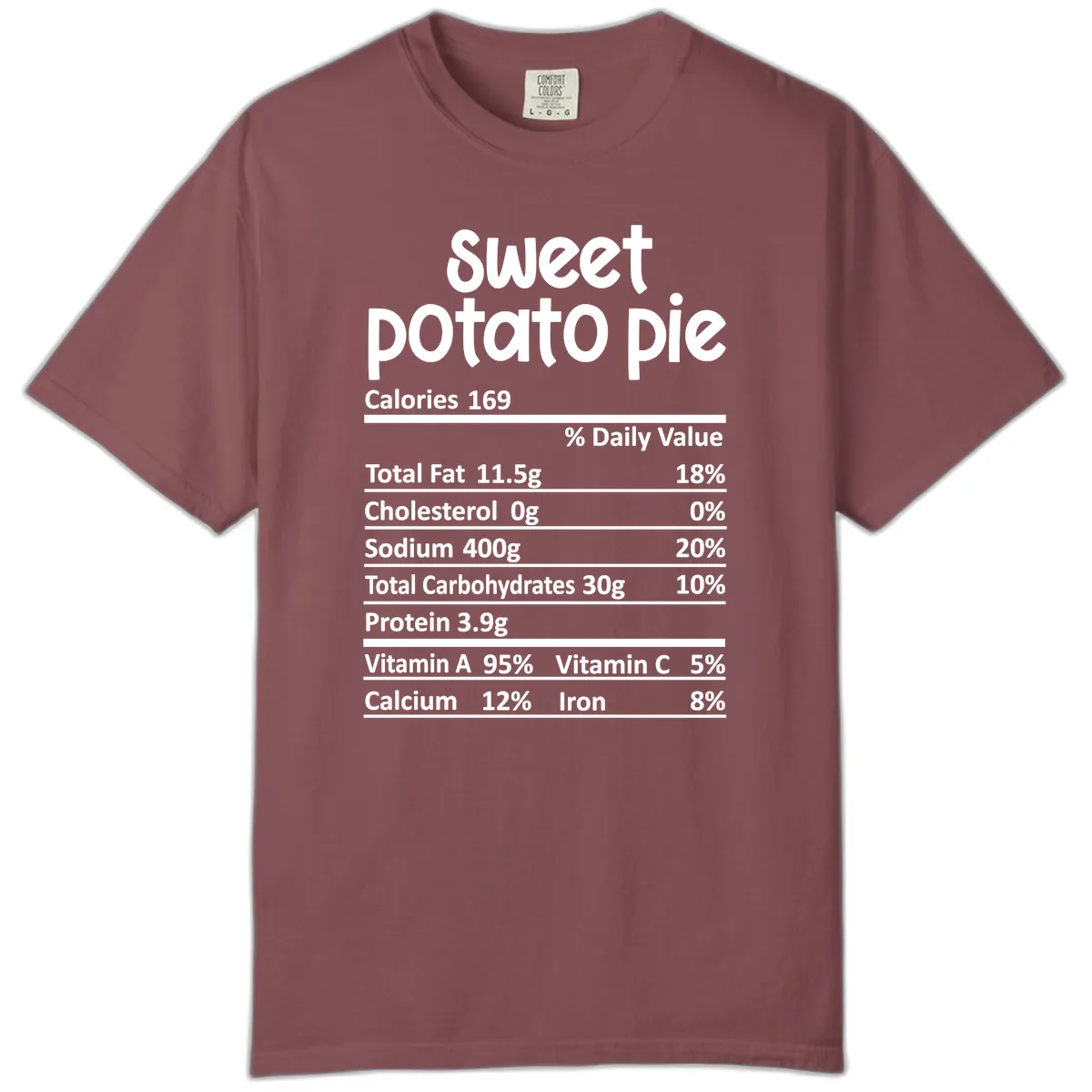 Sweet Potato Pie Nutrition Label Comfort Color in Brick