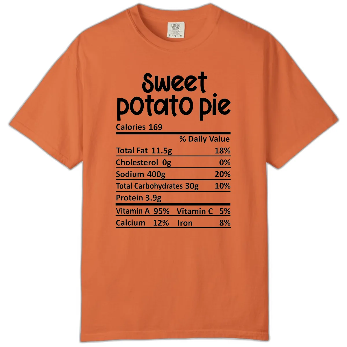 Sweet Potato Pie Nutrition Label Comfort Color in Burnt Orange