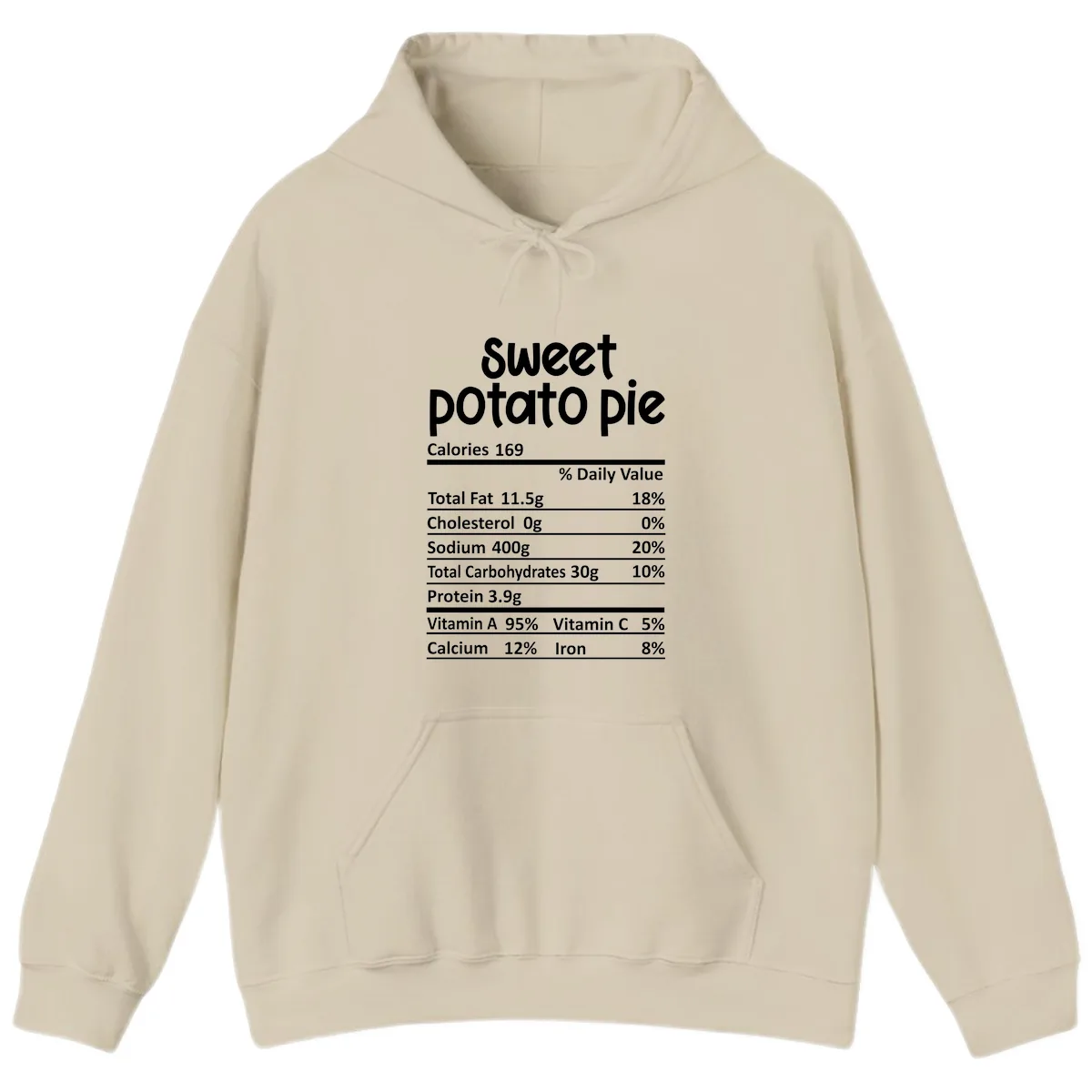 Sweet Potato Pie Nutrition Label Hoodie in Sand
