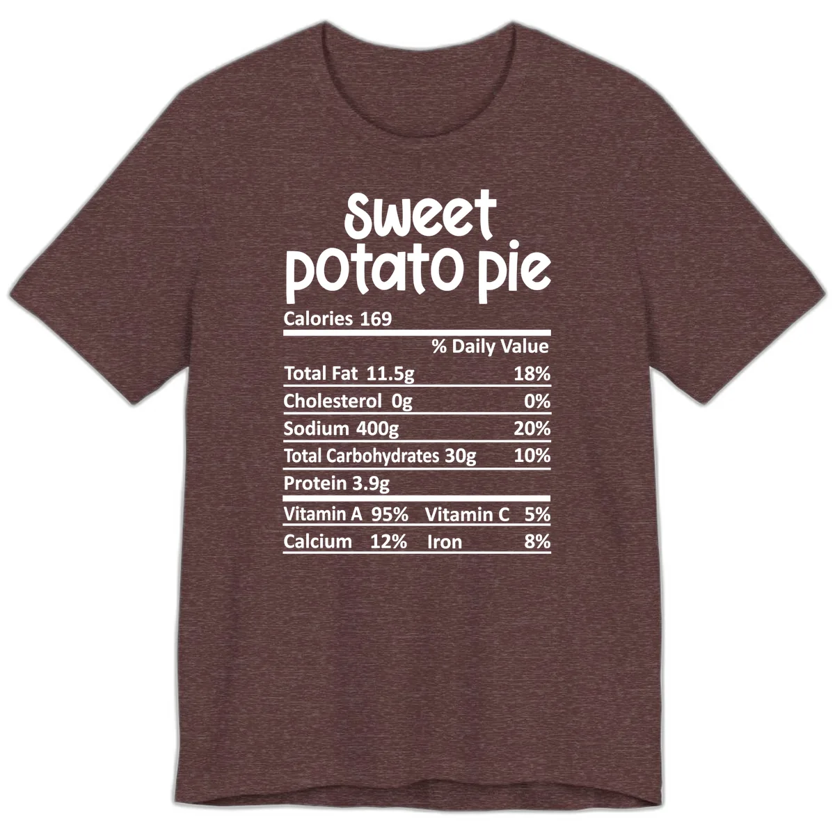 Sweet Potato Pie Nutrition Label Premium T-Shirt in Heather Maroon