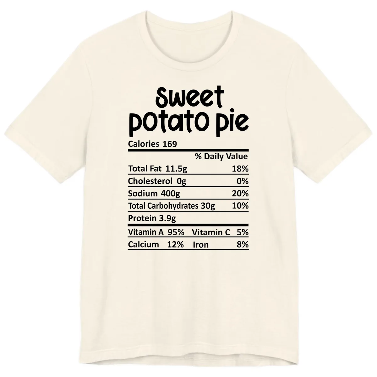 Sweet Potato Pie Nutrition Label Premium T-Shirt in Natural