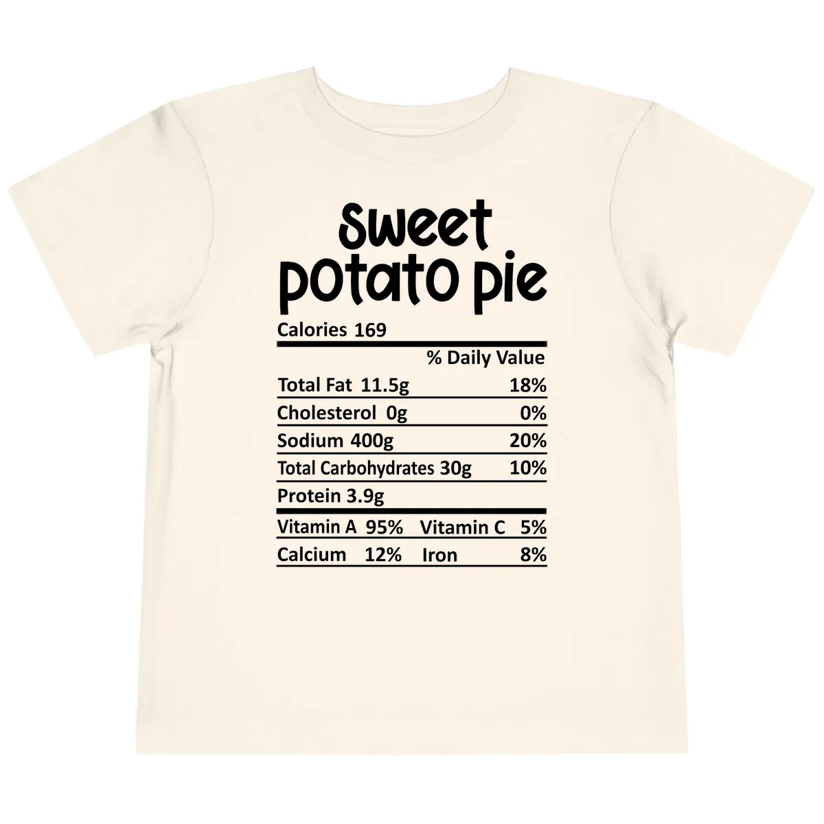 Sweet Potato Pie Nutrition Label Toddler T-Shirt in Natural