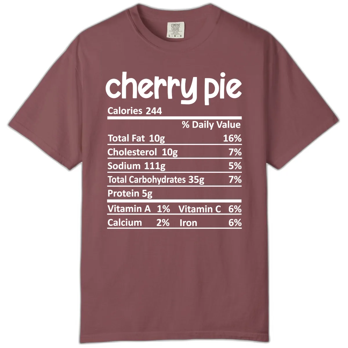 Cherry Pie Nutrition Facts Comfort Color in Brick