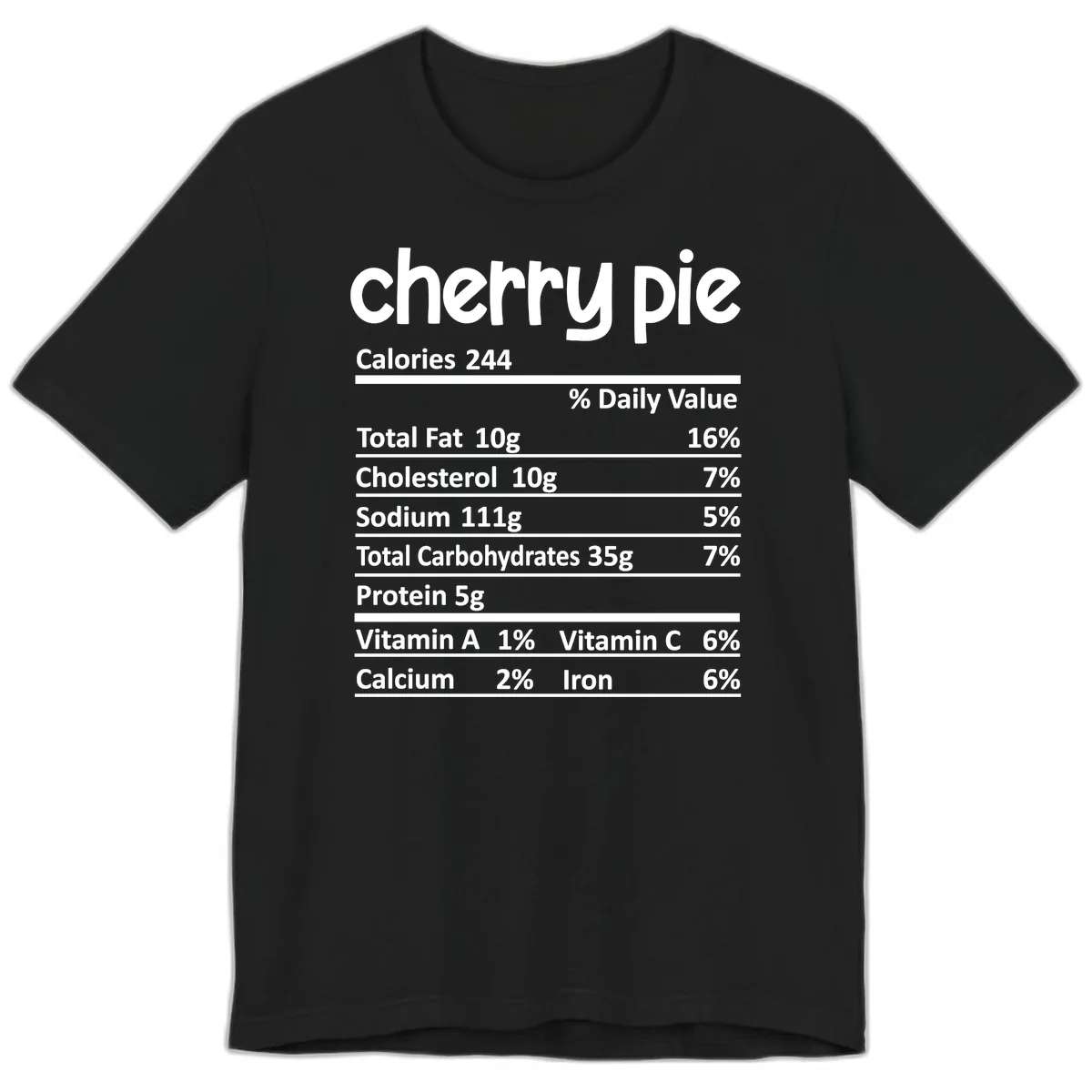 Cherry Pie Nutrition Facts Premium T-Shirt in Black