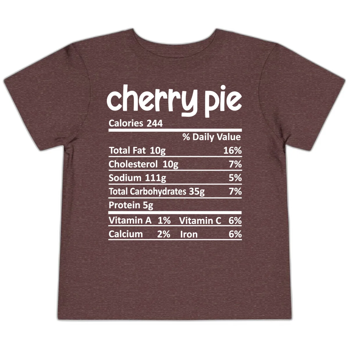 Cherry Pie Nutrition Facts Toddler T-Shirt in Heather Maroon