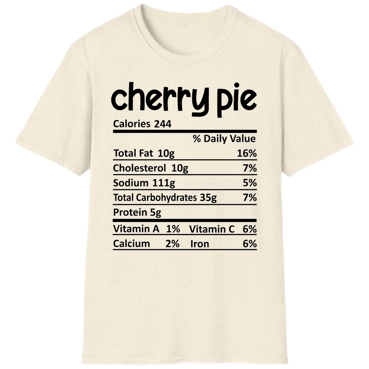Cherry Pie Nutrition Facts T-Shirt in Natural