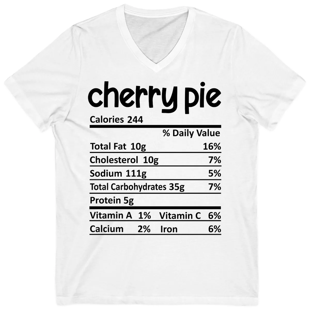 Cherry Pie Nutrition Facts V-Neck in White