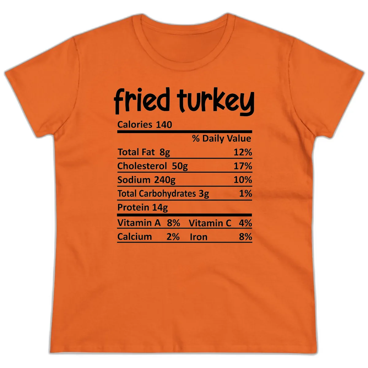 Fried Turkey Nutrition Facts Ladies Tee in Orange