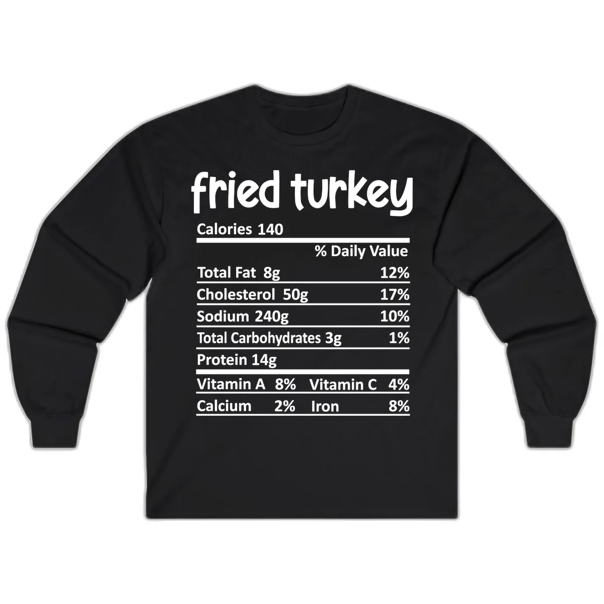 Fried Turkey Nutrition Facts Long Sleeve in Black