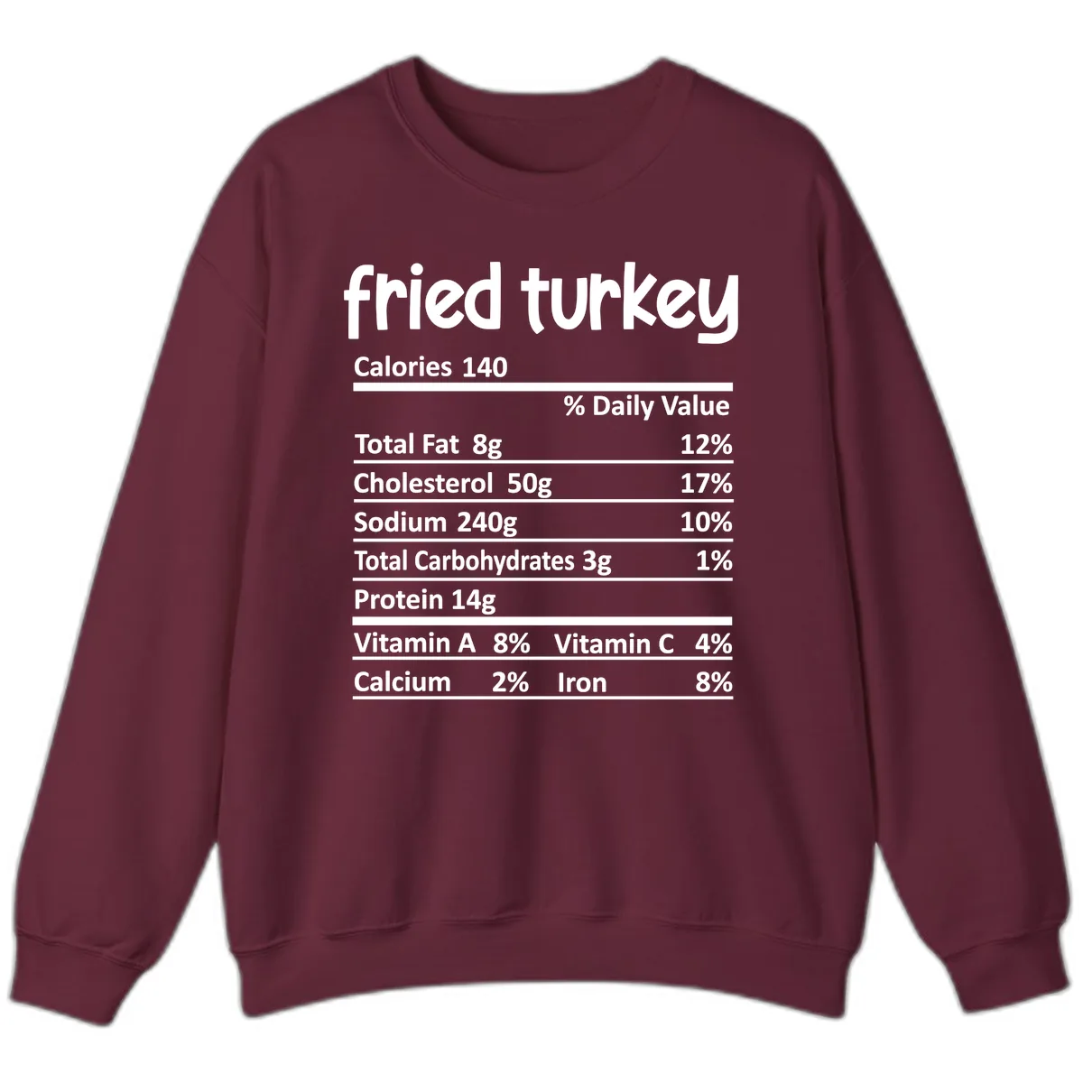 Fried Turkey Nutrition Facts Sweatshirt in Maroon