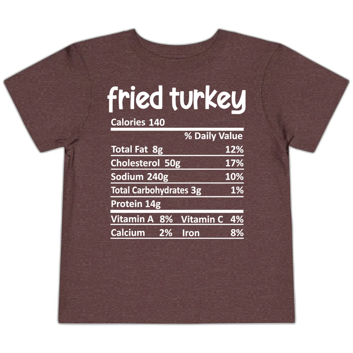 Fried Turkey Nutrition Facts Toddler T-Shirt in Heather Maroon