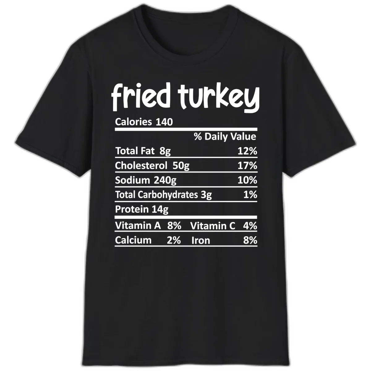 Fried Turkey Nutrition Facts T-Shirt in Black