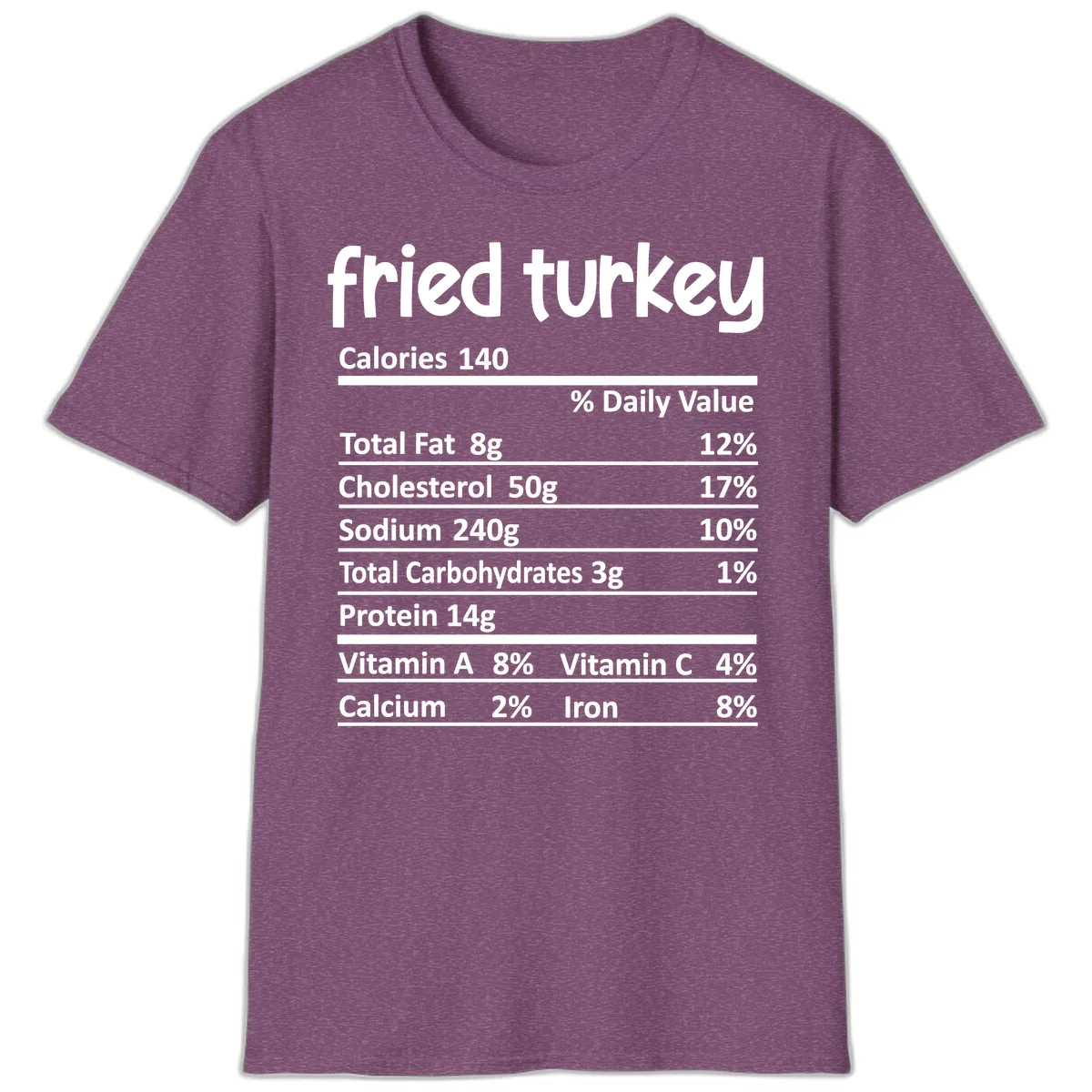 Fried Turkey Nutrition Facts T-Shirt in Heather Maroon