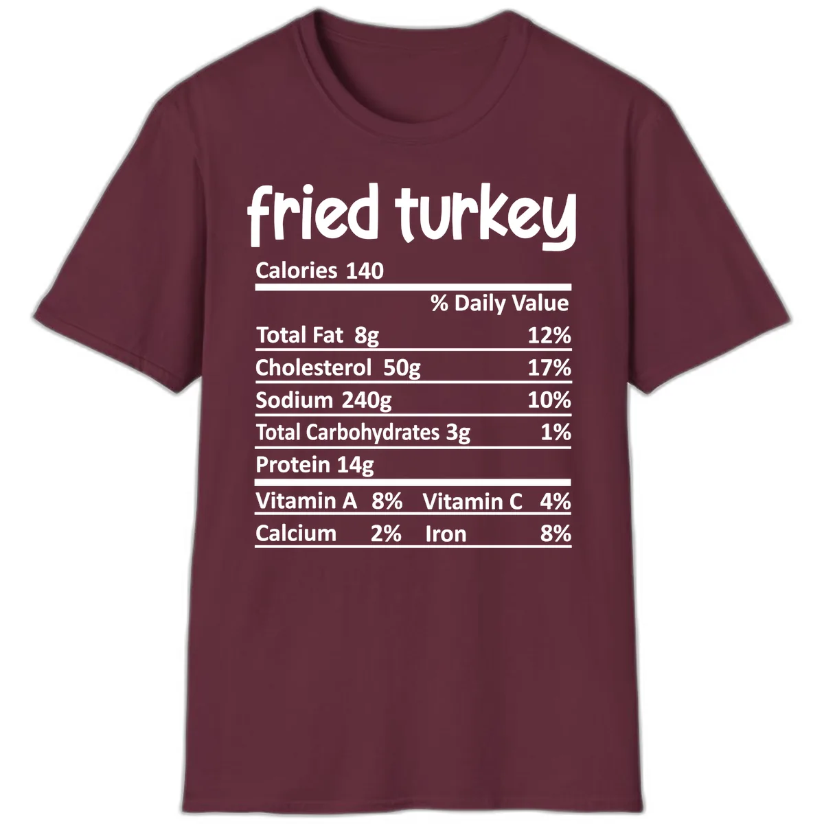 Fried Turkey Nutrition Facts T-Shirt in Maroon
