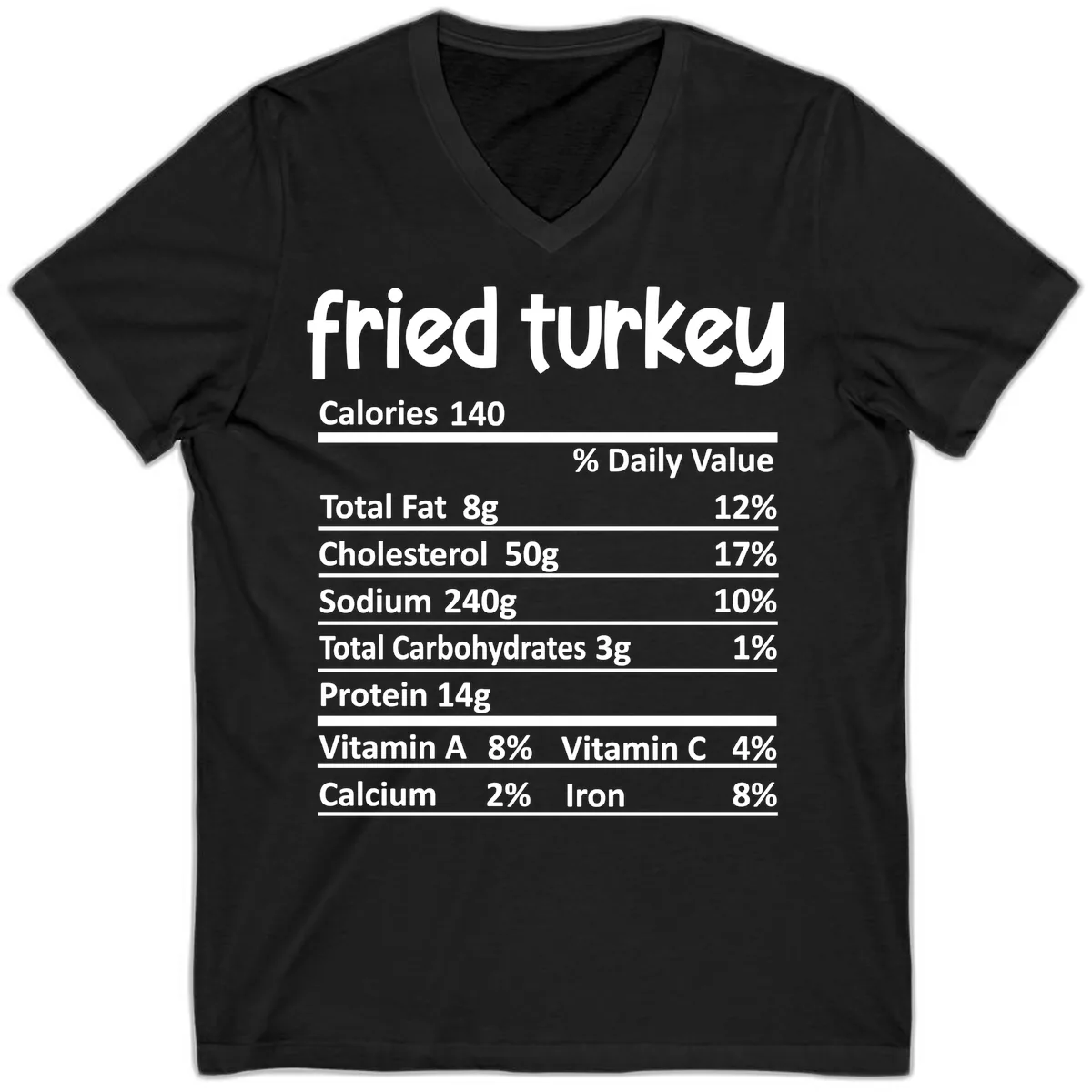 Fried Turkey Nutrition Facts V-Neck in Black