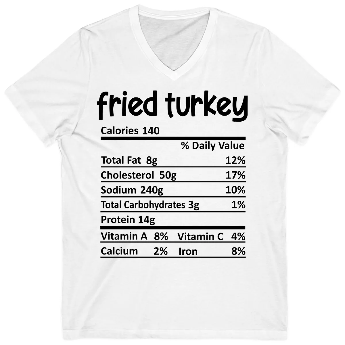 Fried Turkey Nutrition Facts V-Neck in White
