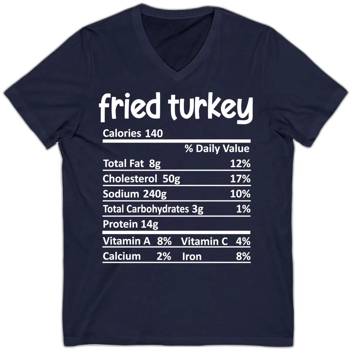 Fried Turkey Nutrition Facts V-Neck in Navy