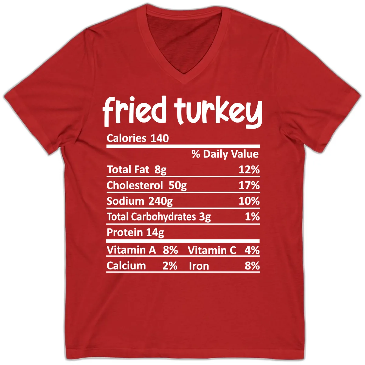 Fried Turkey Nutrition Facts V-Neck in Red