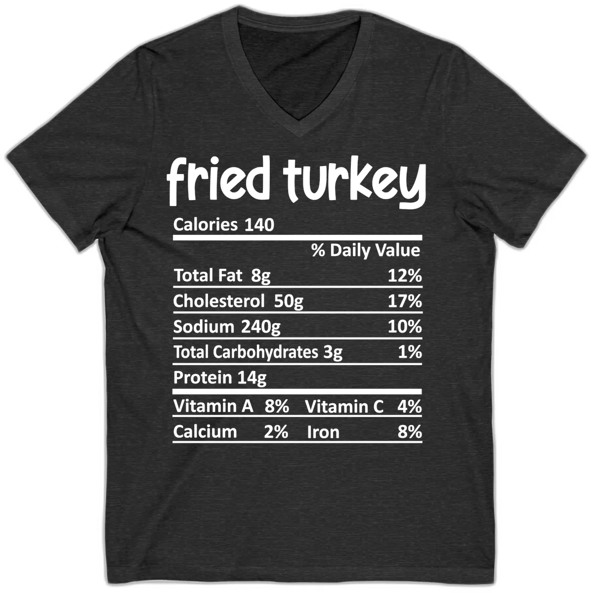 Fried Turkey Nutrition Facts V-Neck in Dark Grey Heather