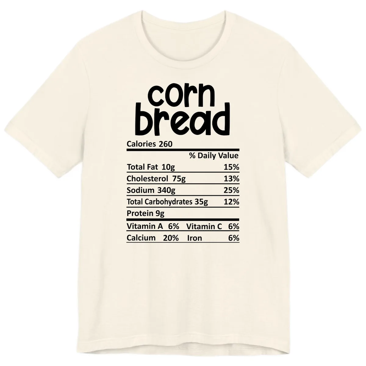 Corn Bread Nutrition Facts Premium T-Shirt in Natural