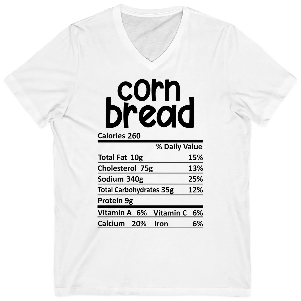 Corn Bread Nutrition Facts V-Neck in White