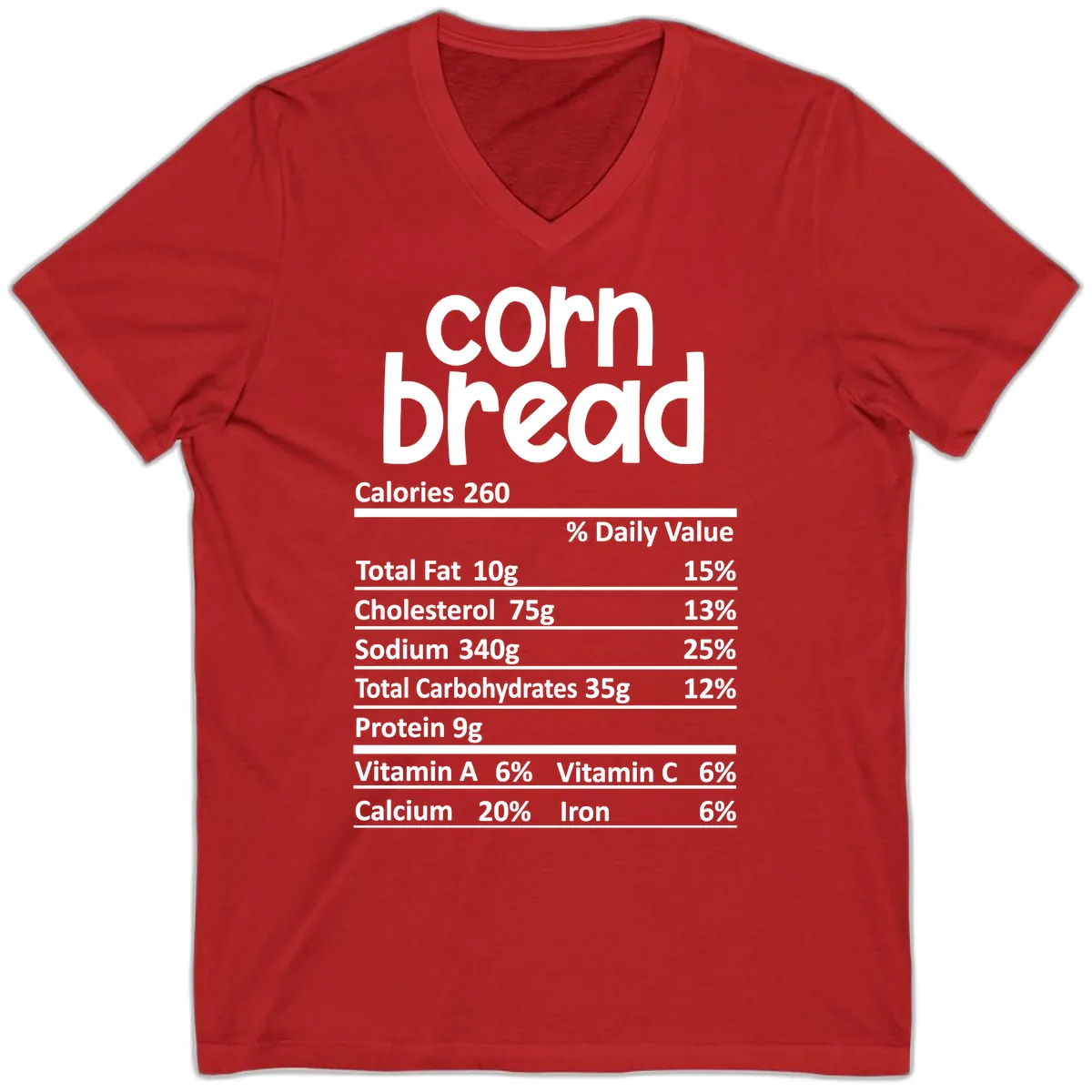 Corn Bread Nutrition Facts V-Neck in Red