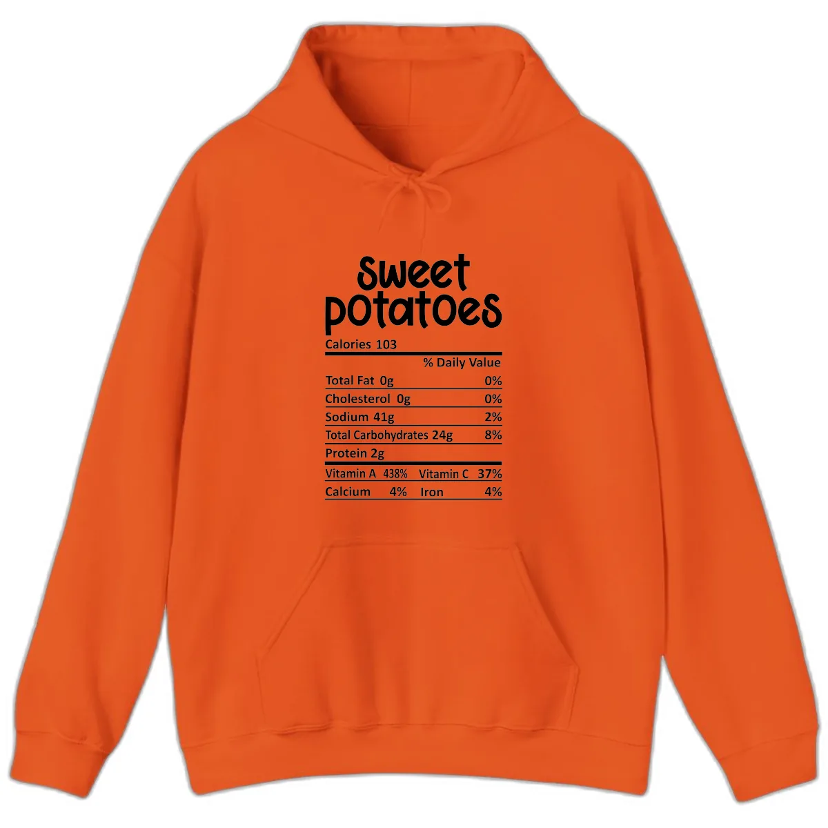 Sweet Potatoes Nutrition Facts Hoodie in Orange