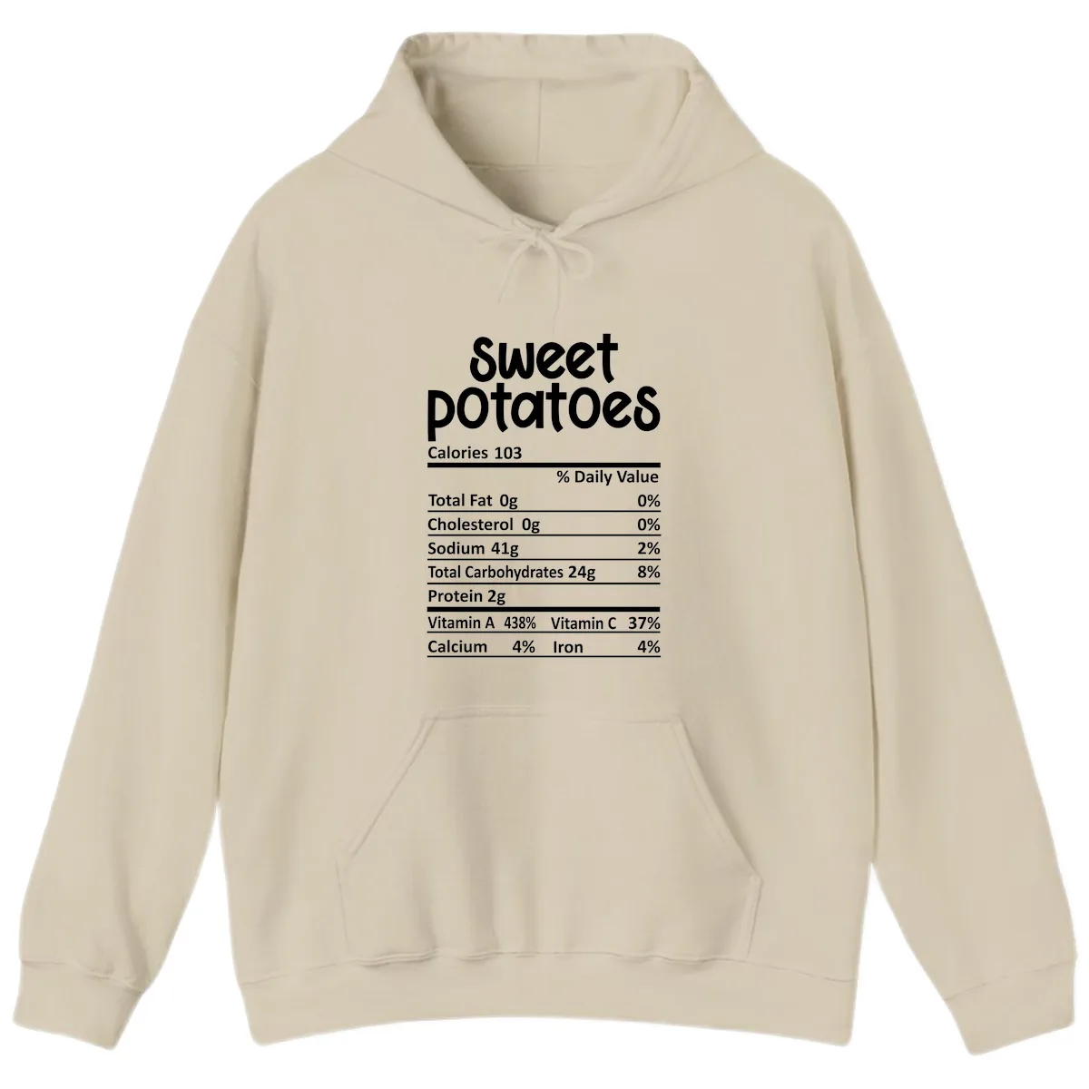 Sweet Potatoes Nutrition Facts Hoodie in Sand
