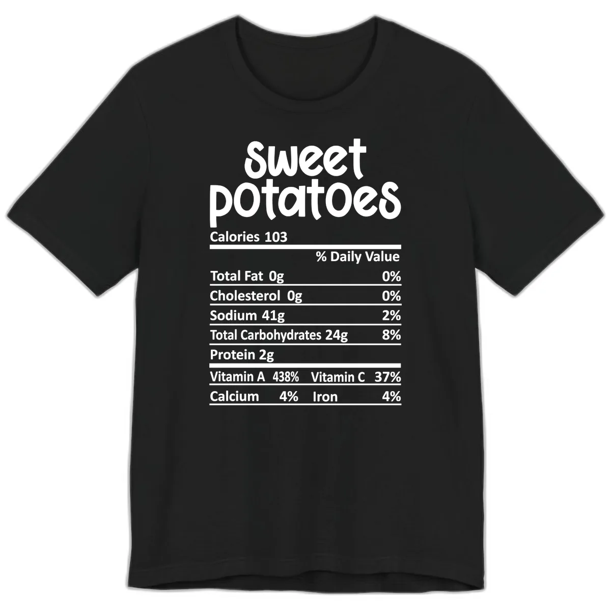 Sweet Potatoes Nutrition Facts Premium T-Shirt in Black