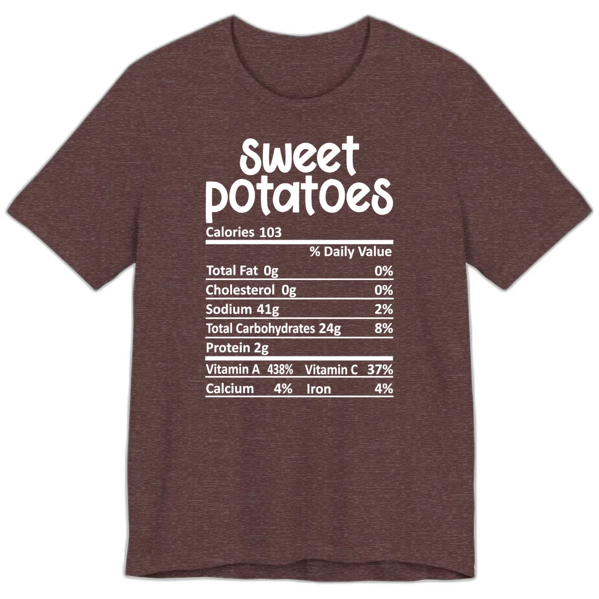 Sweet Potatoes Nutrition Facts Premium T-Shirt in Heather Maroon