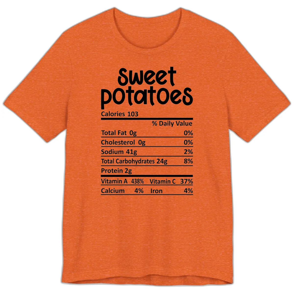 Sweet Potatoes Nutrition Facts Premium T-Shirt in Heather Orange
