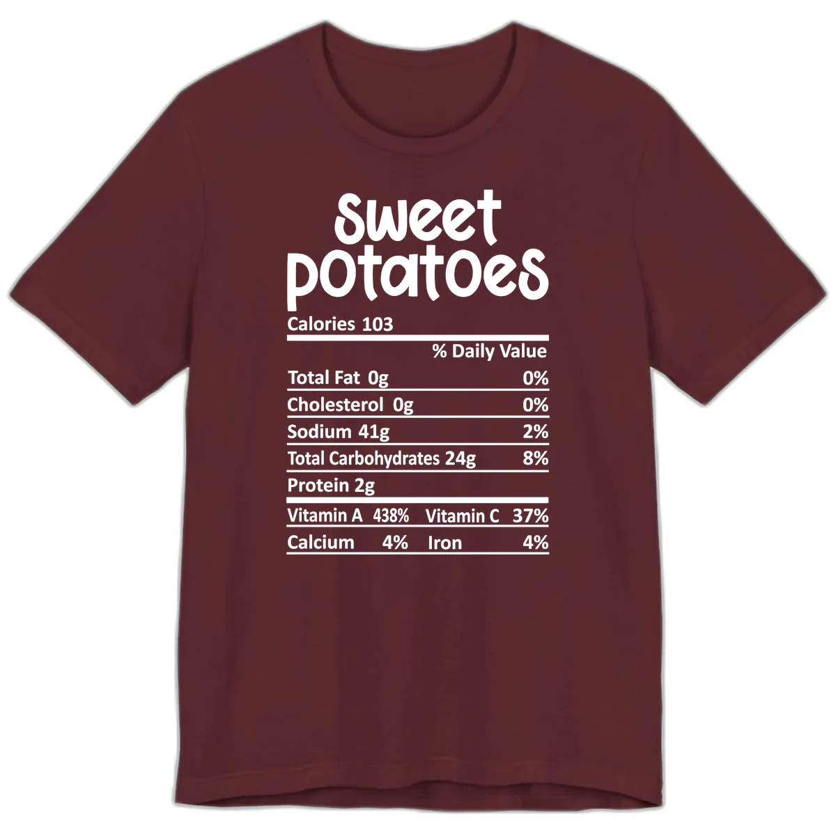 Sweet Potatoes Nutrition Facts Premium T-Shirt in Maroon