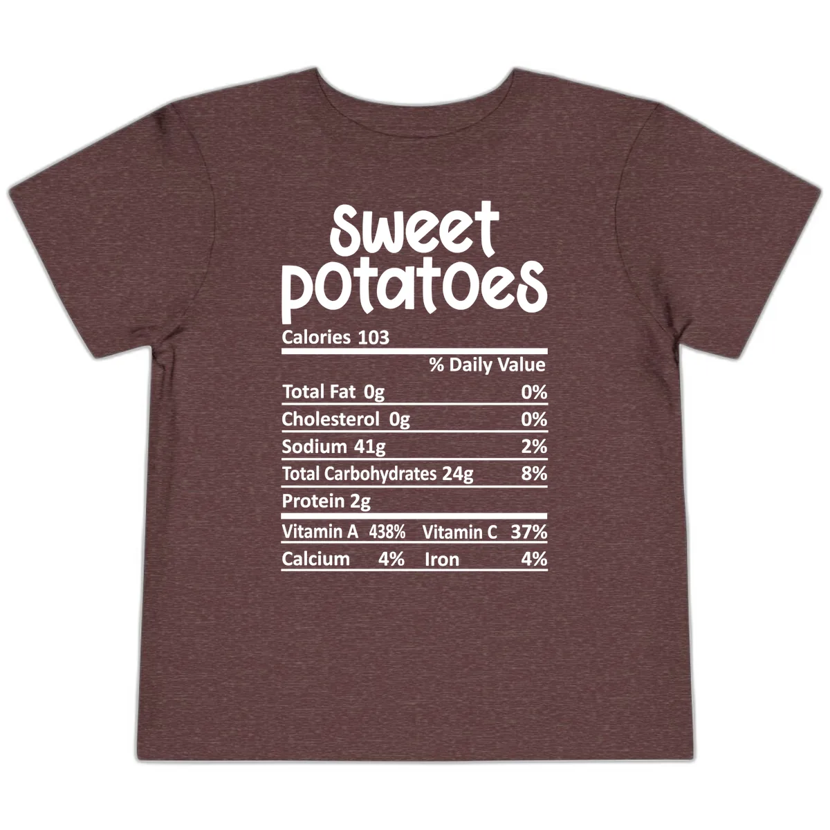 Sweet Potatoes Nutrition Facts Toddler T-Shirt in Heather Maroon