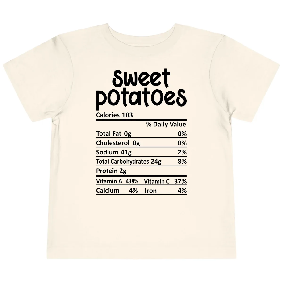 Sweet Potatoes Nutrition Facts Toddler T-Shirt in Natural