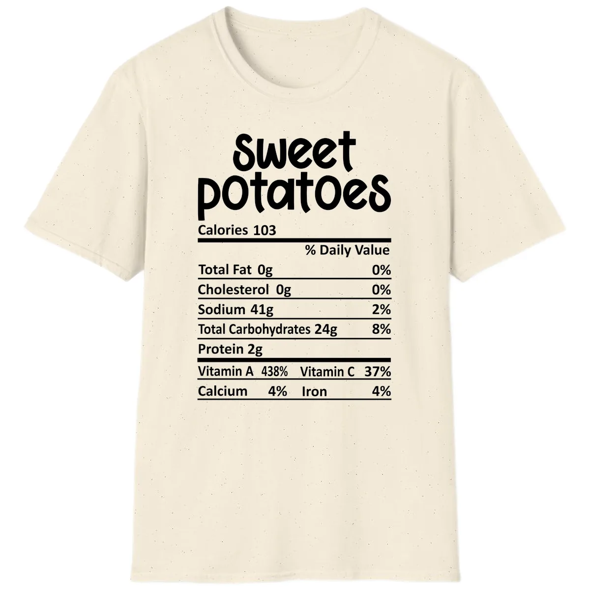 Sweet Potatoes Nutrition Facts T-Shirt in Natural