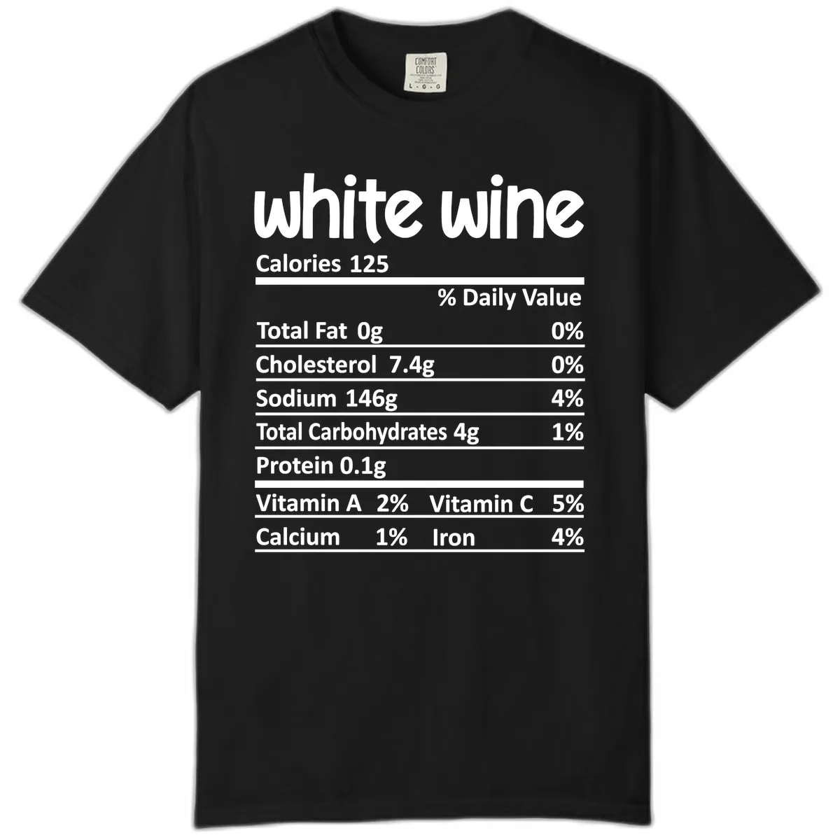 White Wine Nutritional Facts Comfort Color in Black