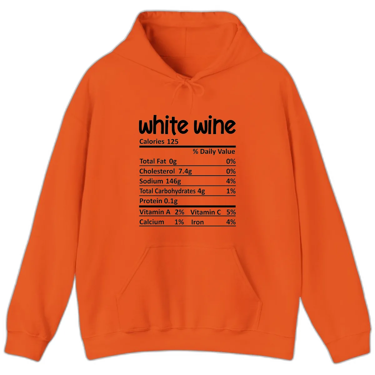 White Wine Nutritional Facts Hoodie in Orange