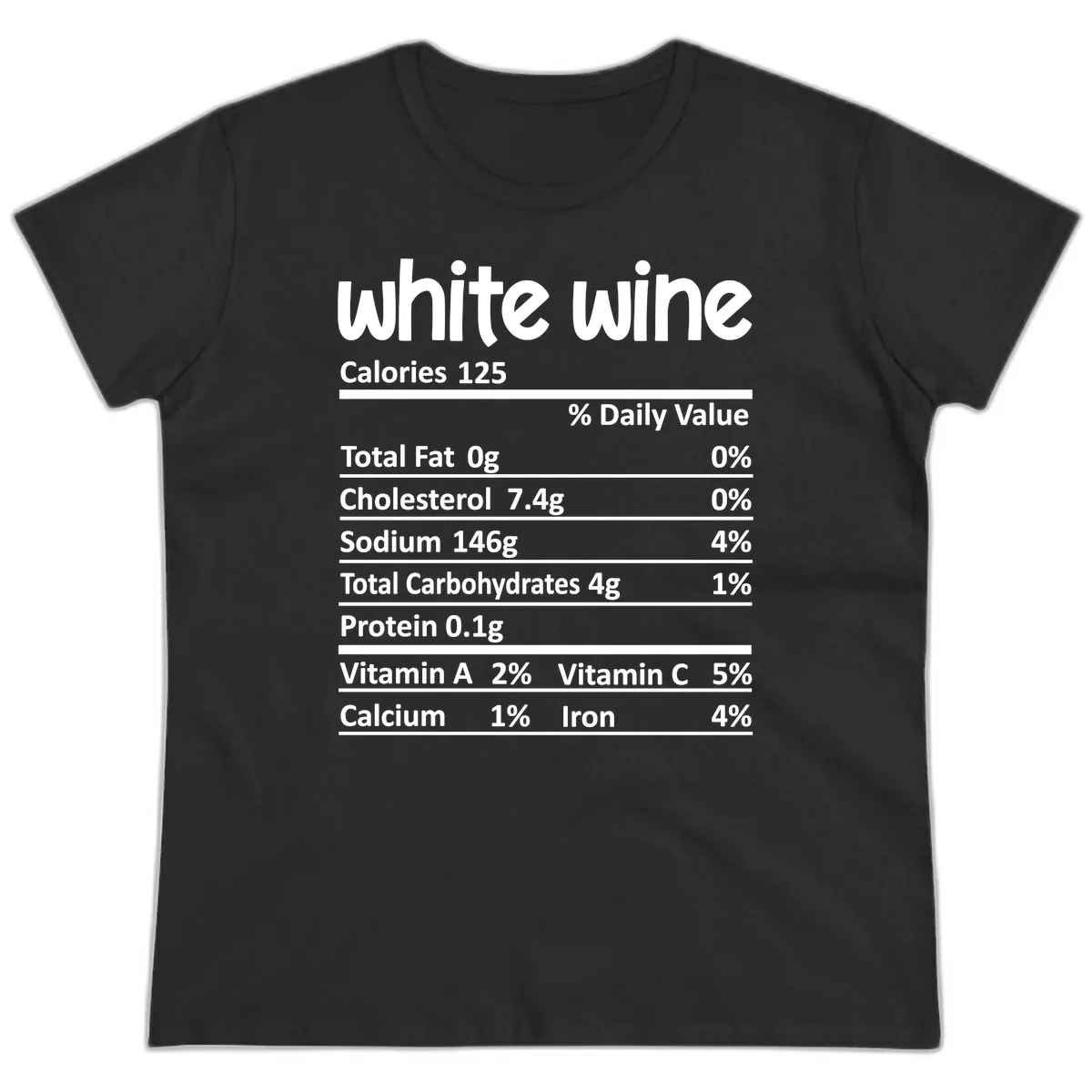 White Wine Nutritional Facts Ladies Tee in Black