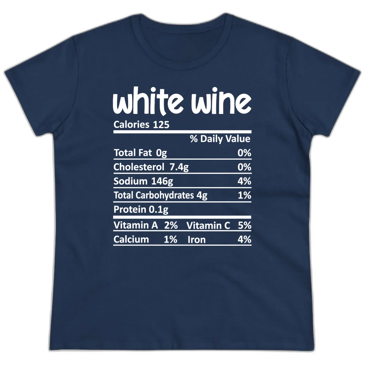 White Wine Nutritional Facts Ladies Tee in Navy