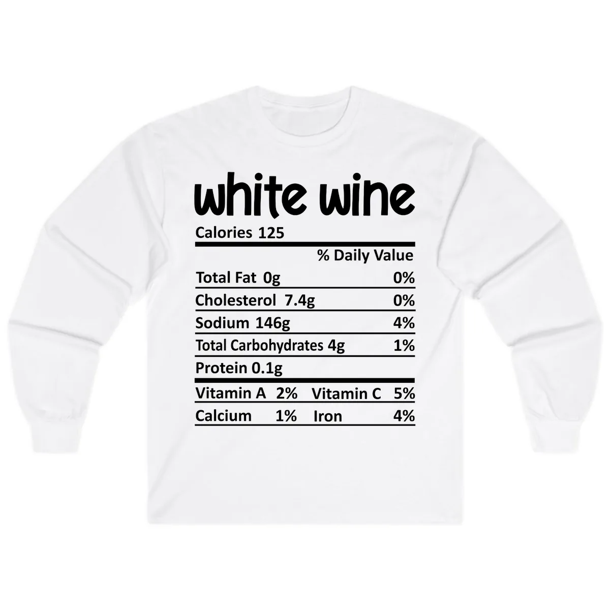 White Wine Nutritional Facts Long Sleeve in White