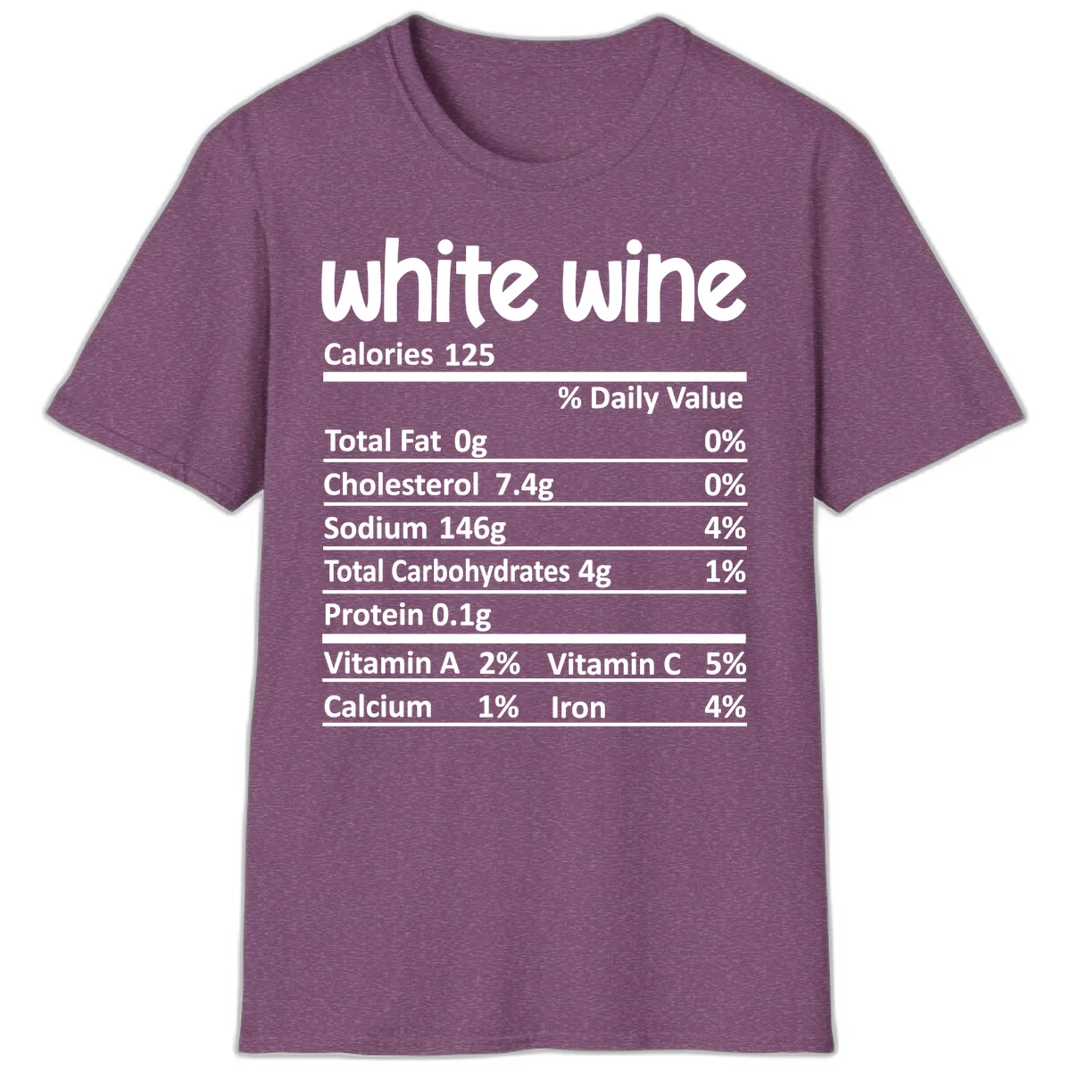 White Wine Nutritional Facts T-Shirt in Heather Maroon