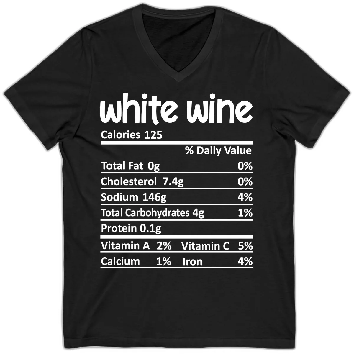 White Wine Nutritional Facts V-Neck in Black