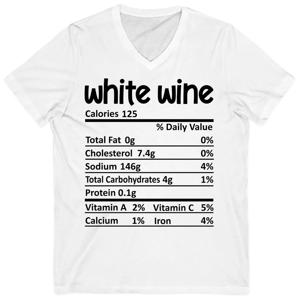 White Wine Nutritional Facts V-Neck in White
