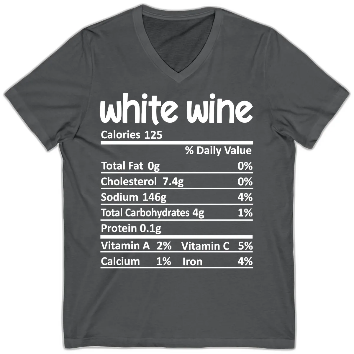 White Wine Nutritional Facts V-Neck in Asphalt